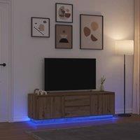 Berkfield Home TV Cabinet with LED Lights Artisan Oak 160.5x41x50 cm in Brown