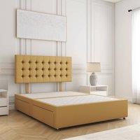 BSSPOKE Maria Plush Velvet Divan Bed 24 Headboard & No Mattress No Drawers in Mustard | Size: Super King