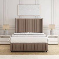 BSSPOKE Luna Plush Velvet Divan Bed 54 Headboard & Mattress & No Drawers in Bronze | Size: King