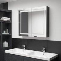 Berkfield Home LED Bathroom Mirror Cabinet Shining Black 80x12x68 cm | Size: 80 x 12 x 68 cm
