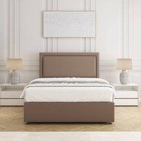 BSSPOKE Ella Divan Bed Set Plush Velvet 24 Headboard & Mattress No Drawers in Bronze | Size: Single