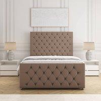BSSPOKE Maya Plush Divan Bed 54 Headboard & Footboard Mattress & No Drawers in Bronze | Size: Double