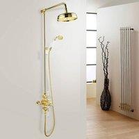 Nes Home Gold Enora Traditional Exposed Thermostatic Valve, Riser Rail & Round Handset