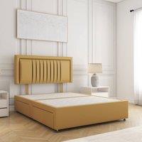 BSSPOKE Canes Plush Velvet Divan Bed 24 Headboard & 4Drawers No Mattress in Mustard | Size: Double