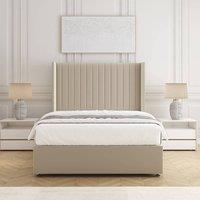 BSSPOKE Manhattan Divan Bed Plush Velvet 54 Headboard & Mattress No Drawers in Cream | Size: Small Double