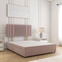 BSSPOKE Florence Divan Bed Plush Velvet 24Headboard & No Mattress No Drawers in Pink | Size: Single