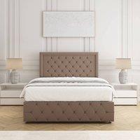 BSSPOKE Lena Divan Bed Plush Velvet 24 Headboard Mattress & No Drawers in Bronze | Size: King