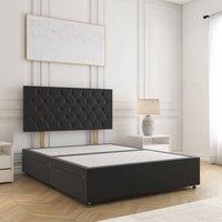 BSSPOKE Mia Divan Bed Plush 24 Headboard 2 Drawers Same Side & No Mattress in Black | Size: Double