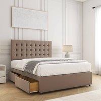BSSPOKE Maria Plush Velvet Divan Bed Set with 24Headboard & 4Drawers Mattress in Bronze | Size: Double