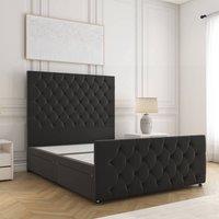 BSSPOKE Maya Divan Bed Set Plush Velvet 54 Headboard No Drawers No Mattress in Black | Size: Super King