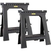 Stanley Folding Sawhorses (Twin Pack) in Black