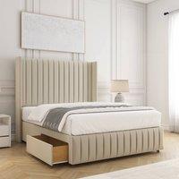 BSSPOKE Luna Velvet Divan Bed 54 Headboard2 Drawers Footend & No Mattress in Cream | Size: Super King