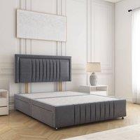 BSSPOKE Lily Plush Velvet Divan Bed 24 Headboard & No Mattress No Drawers in Charcoal | Size: Single