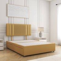 BSSPOKE Florence Divan Bed Plush Velvet 24Headboard & No Mattress No Drawers in Mustard | Size: Single