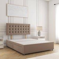 BSSPOKE Isla Divan Bed Plush Velvet 24 Headboard & No Mattress No Drawers in Bronze | Size: Single