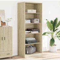 Berkfield Home Wardrobe Sonoma Oak 80x50x200 cm Engineered Wood in Brown | Size: 80 x 50 x 200 cm
