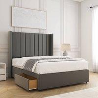 BSSPOKE Hannah Divan Bed Plush 2 Drawers Footend & 54 Headboard No Mattress in Grey | Size: Super King