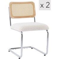 Nordlys Set of 2 Industrial Metal Cane Rattan Dining Chairs in White