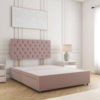 BSSPOKE Mia Divan Bed Plush Velvet 24 Headboard & No Mattress No Drawers in Pink | Size: Single