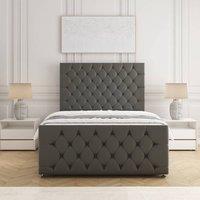 BSSPOKE Maya Plush Divan Bed 54 Headboard & Footboard Mattress & No Drawers in Grey | Size: Single
