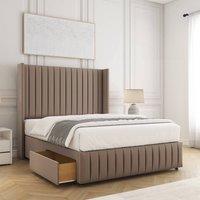 BSSPOKE Luna Velvet Divan Bed 54 Headboard2 Drawers Footend & No Mattress in Bronze | Size: King