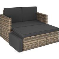 tectake Garden Sofa Corfu in Natural | Size: 2 Seater