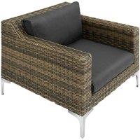 tectake Villanova Modular Rattan Set: Aluminum Armchair in Dark Grey | Size: 1 Seater