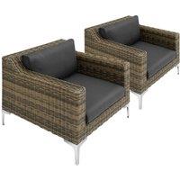 tectake Villanova Modular Rattan Set with Aluminum Frame, Set of 5, 2-Seater in Dark Grey | Size: 2 Seater