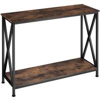 tectake Console Table Tacoma - With 2 Shelves & Side X-Braces in Dark Brown