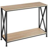 tectake Console Table Tacoma - With 2 Shelves & Side X-Braces in Light Oak
