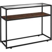 tectake Console Table Kilkenny - 2 Shelves, With Glass Top Surface in Dark Brown