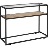tectake Console Table Kilkenny - 2 Shelves, With Glass Top Surface in Light Oak