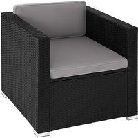 tectake Rattan Garden Armchair Lignano in Black | Size: 1 Seater