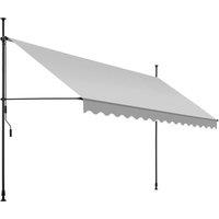 tectake Awning with hand crank - pressure fitted, height adjustable in Light Grey | Size: 150 cmx 180 cm