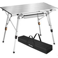 tectake Tina Aluminum Folding Camping Table, Height-Adjustable in Silver