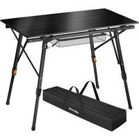 tectake Tina Aluminum Folding Camping Table, Height-Adjustable in Black