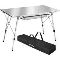 tectake Bastian Aluminum Folding Table, Height-Adjustable in Silver