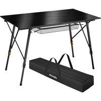 tectake Bastian Aluminum Folding Table, Height-Adjustable in Black