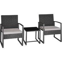tectake Garden Table & Chairs Granada - 2 armchairs, coffee table, bistro set in Light Grey | Size: 2 Seater
