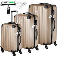 tectake Suitcases Set Of 3 - Scale, Luggage Tag, Lock Included, Swivel Wheels in Gold