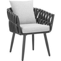 tectake Lugano chair in rope design with aluminum frame in Dark Grey | Size: 1 Seater