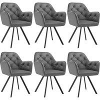tectake Armchair Lucia Set Of 6 - Anthracite in Dark Grey | Size: 6 Pack