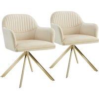 tectake Armchair Lona Set Of 6 - Cream/Gold in Cream | Size: 6 Pack