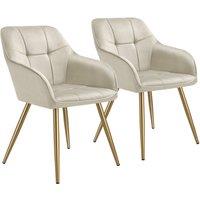 tectake Dining Chair Marilyn Set Of 2 - Cream/Gold in Cream | Size: 2 Pack