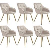 tectake Dining Chair Marilyn Set Of 2 - Taupe/Gold in Taupe | Size: 2 Pack