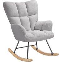 tectake Rocking Chair Torve Plush Padding, Quilted Pattern, Wooden Runners in Light Grey