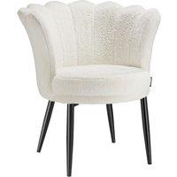 tectake Armchair Stella 1 - Faux Fur Cream/Black in Cream | Size: 1 Pack