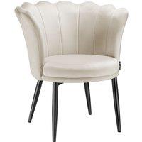 tectake Armchair Stella 1 - Velvet Cream/Black in Cream | Size: 1 Pack