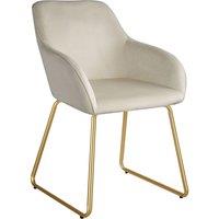 tectake Dining Chair Jeane Per Piece - Velvet Look Cream/Gold in Cream | Size: 1 Pack