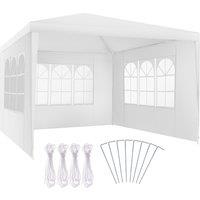 tectake Gazebo Barinas with 3 side panels, water-resistant, 3x3m in White | Size: Large